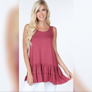 Apple butter ruffle tank